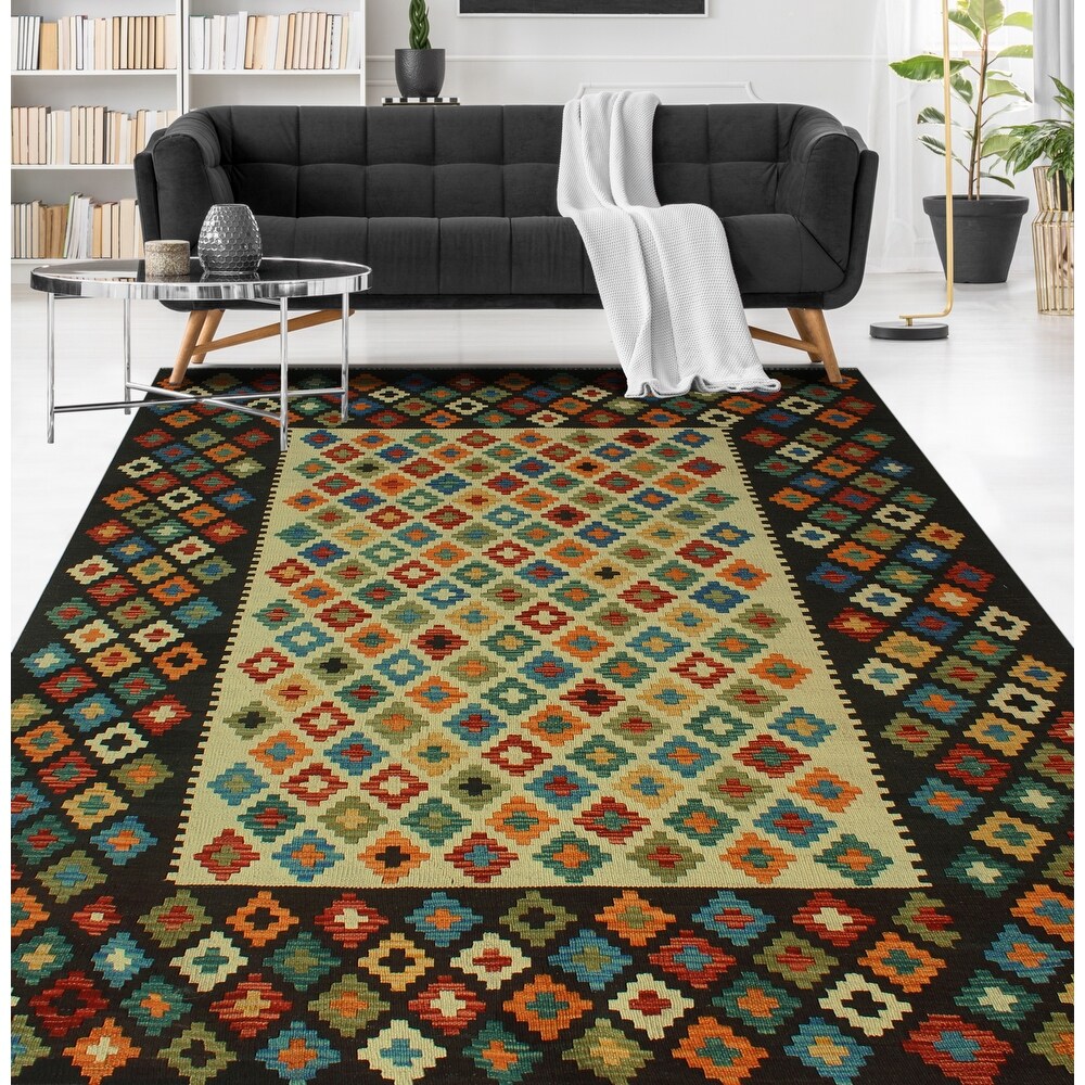 Noori Rug Hand-Woven Sangat Kilim Nabi Blue/Rust Rug 4'10 x 6'3 Noori Rug Hand-Woven Sangat Kilim Nabi Blue/Rust Rug 4'10 x 6'3